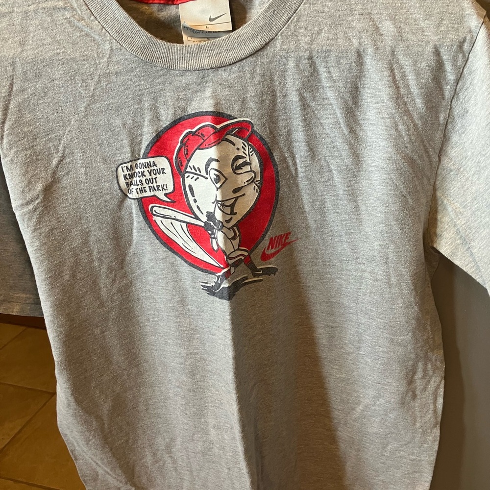 Nike Baseball Gray Short Sleeve Tee with Retro Graphic